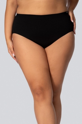 QUEEN SIZE MID-WAISTED SMOOTHWEAR BRIEFS ONYX - 1