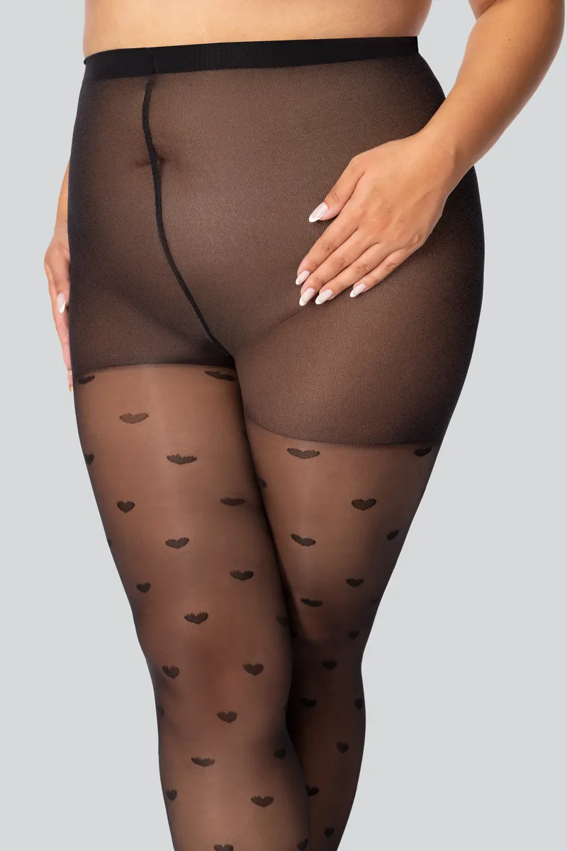 QUEEN SIZE QUEEN OF HEARTS 30 TIGHTS ONYX - 1