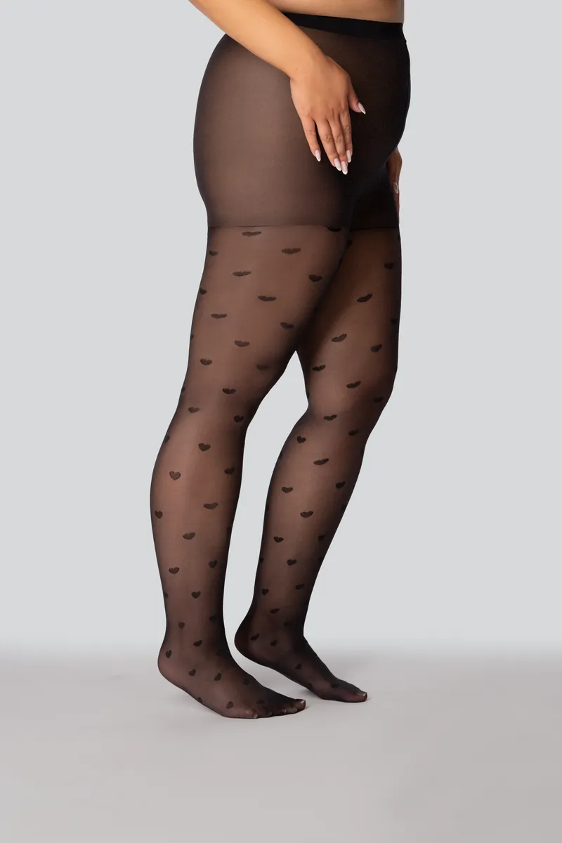 QUEEN SIZE QUEEN OF HEARTS 30 TIGHTS ONYX - 2