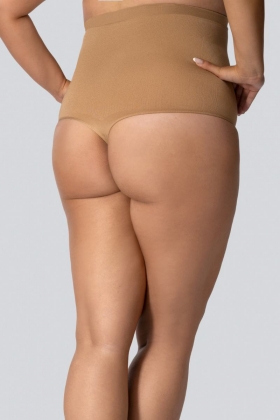 QUEEN SIZE HIGH-WAISTED SMOOTHWEAR THONGS GOLDEN PEARL - 2