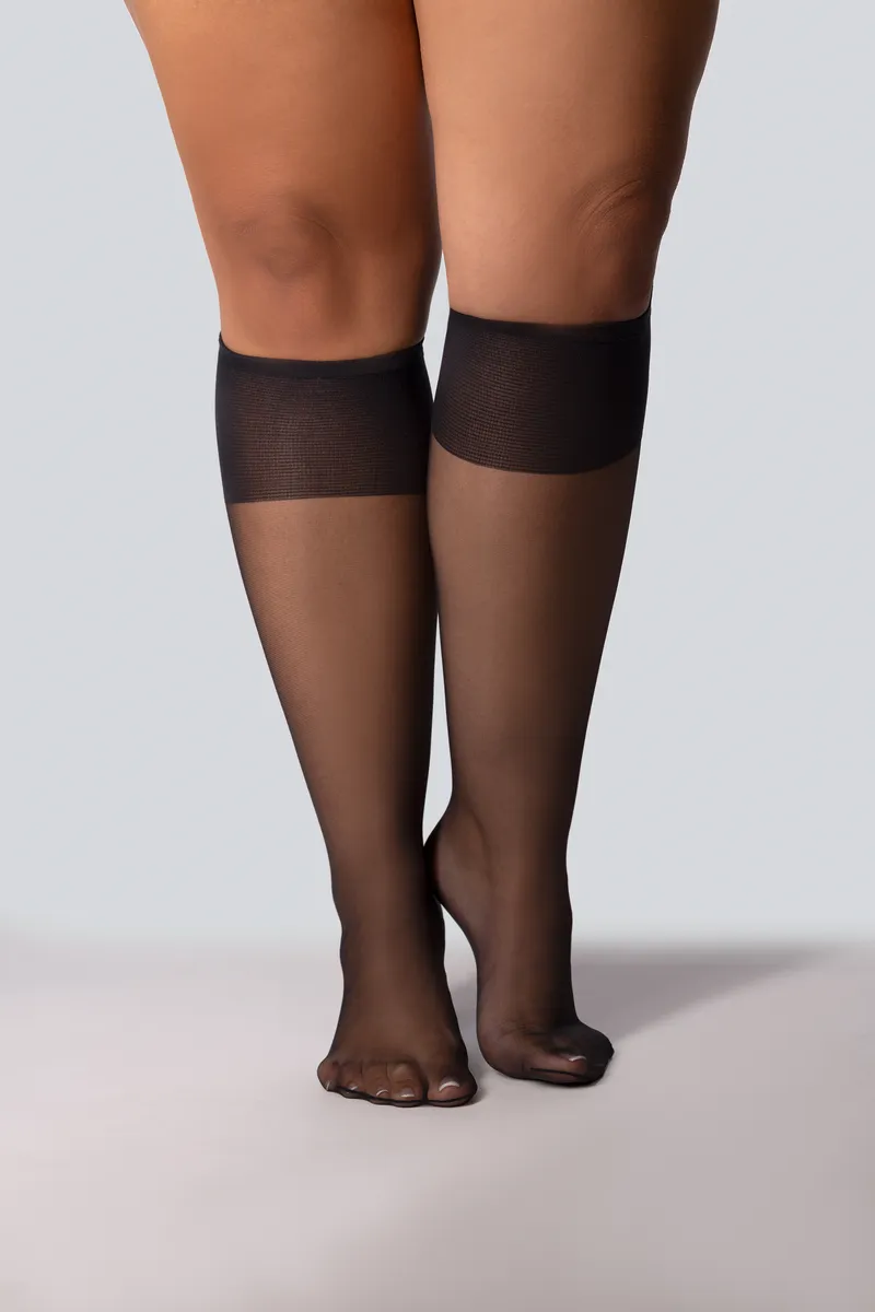 QUEEN SIZE CHARLOTTE 20 KNEE-HIGHS 2 PAIRS ONYX - 1