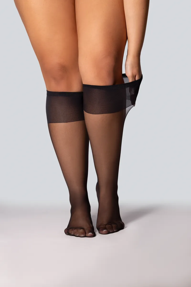 QUEEN SIZE CHARLOTTE 20 KNEE-HIGHS 2 PAIRS ONYX - 2